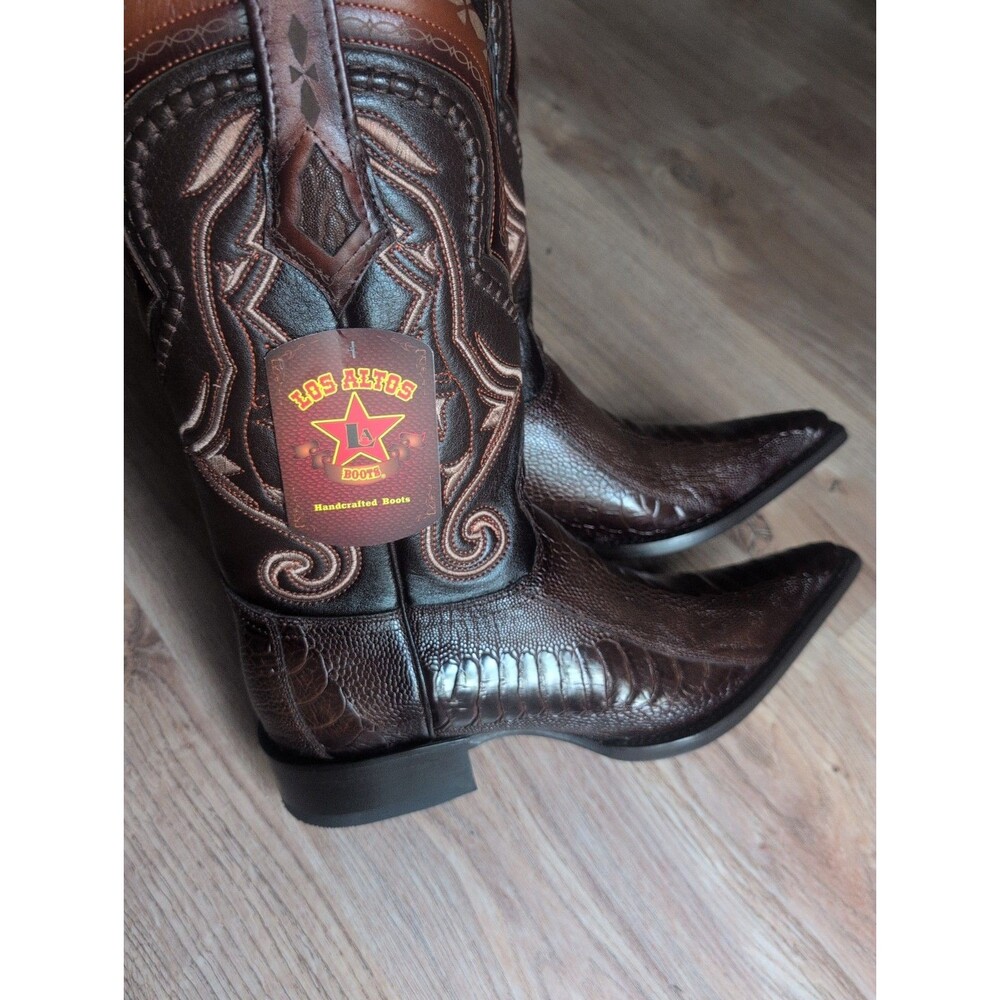 Los Altos Ostrich Leg 3x Toe Western Boots Mens 8 EE Brown